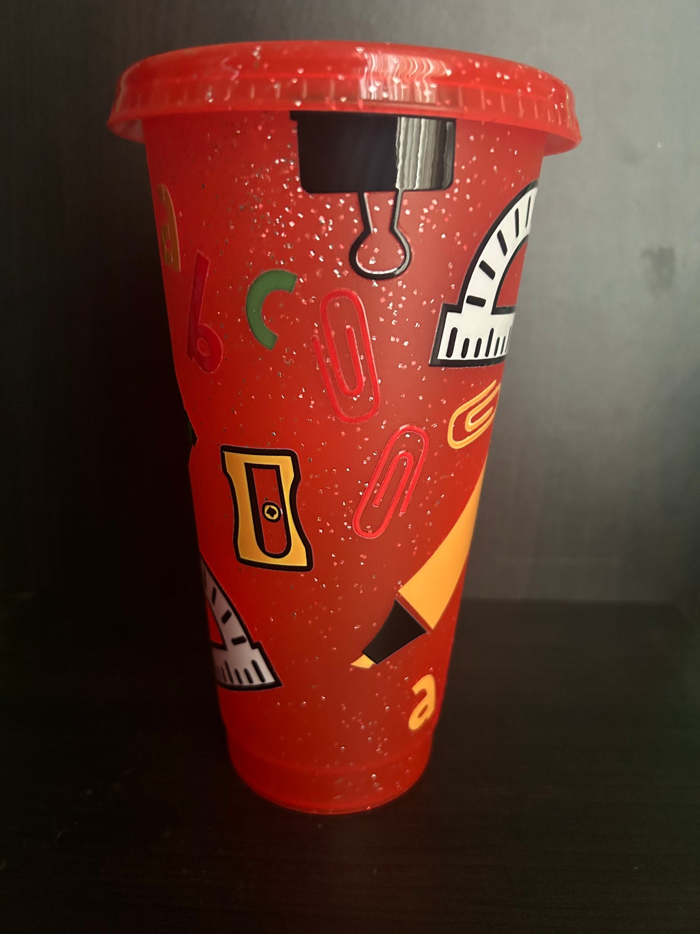 Teacher Red Glitter Tumbler
