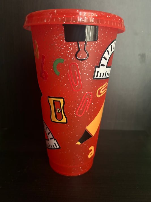 Teacher Red Glitter Tumbler