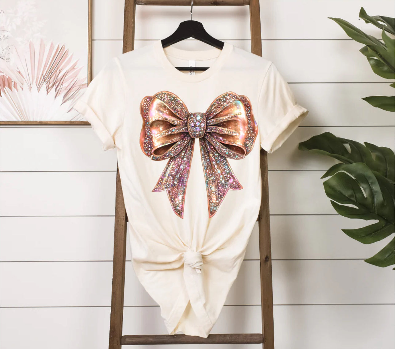 Faux Gold Glitter Bow