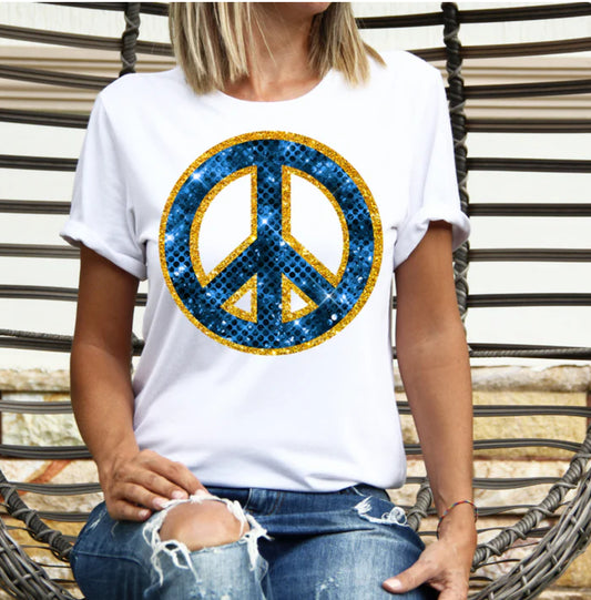 Faux Glitter Peace Sign